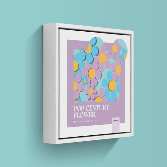 Pop Century Flower Framed Canvas - White